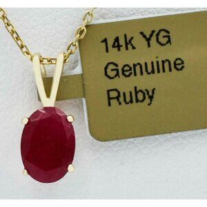 Genuine 1.35 Cts Ruby Pendant 14k Yellow Gold